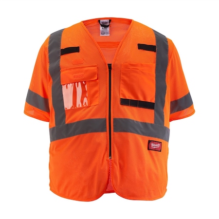 Milwaukee Tool Class 3 High Visibility Orange Mesh Safety Vest - L/XL 48-73-5136